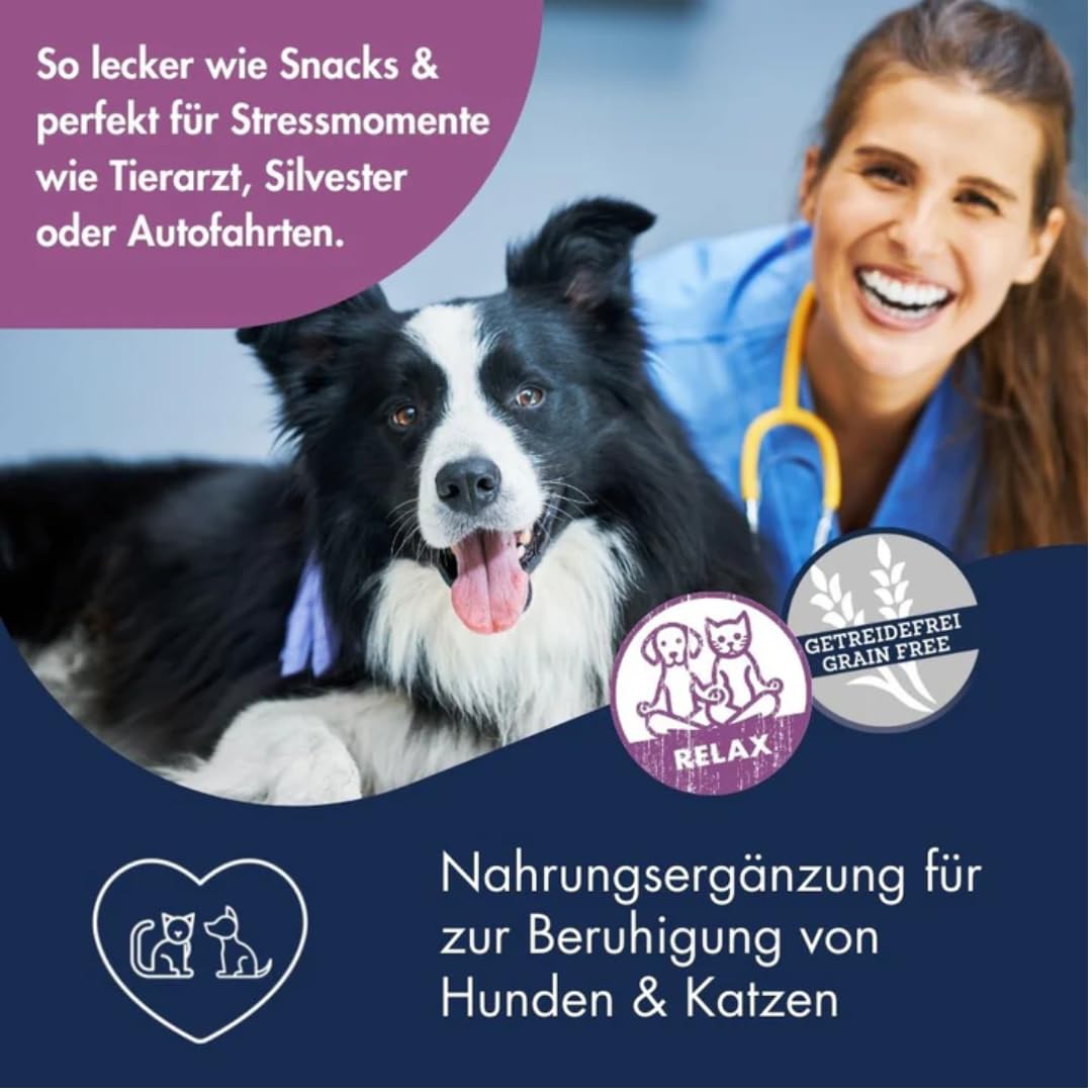 Supplement Relax | Snack per cani e gatti | 2 x 150 g | Senza cereali | Dr.Clauder's | Alimento complementare | Per situazioni particolari | Con Lactium® & erbe | Confezione Doppia