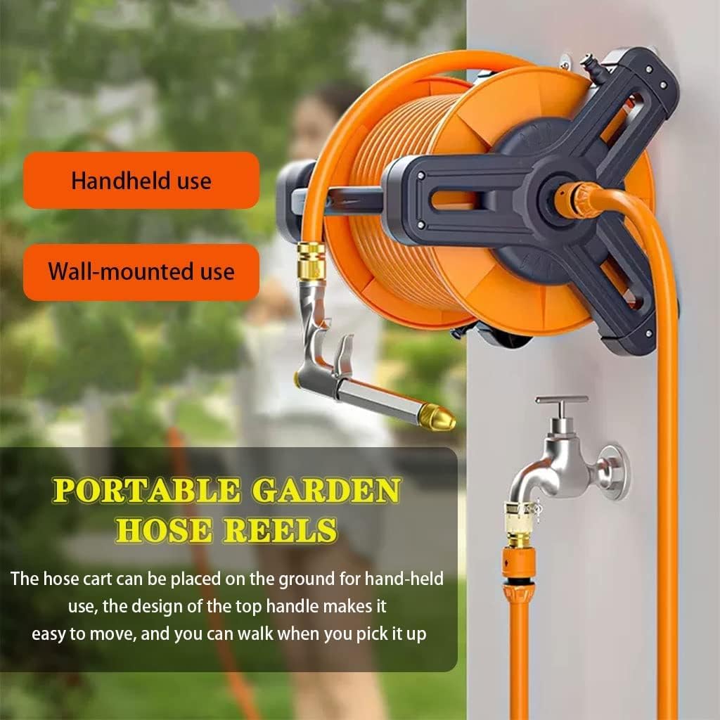 Staffa per tubo dell'acqua da parete, avvolgitubo portatile ad alta pressione, ideale per irrigazione domestica, compatibile con tubo da 30 m, struttura in metallo resistente