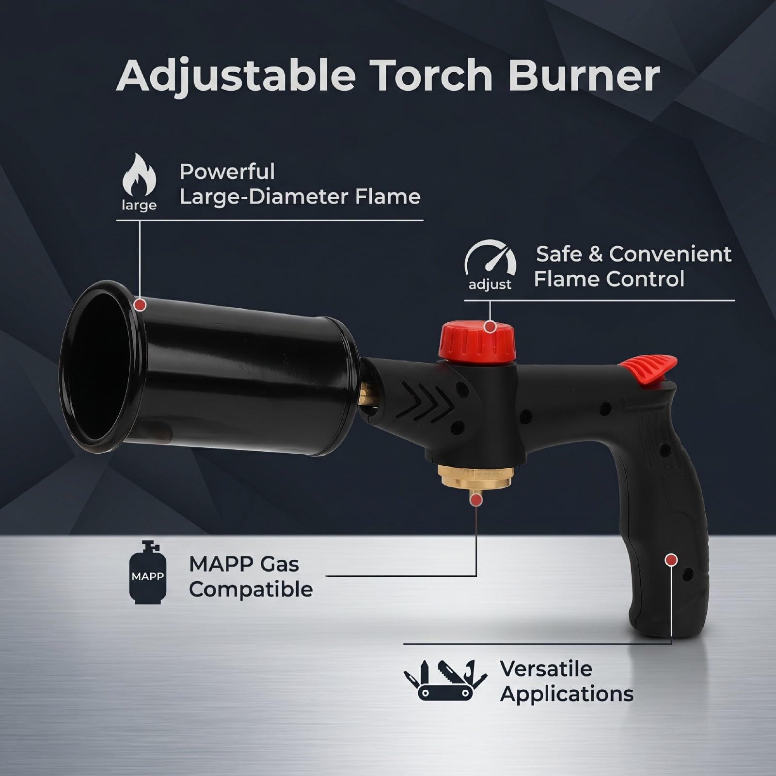 CHICIRIS Torche de Cuisine Réglable, Chalumeau Multi-gaz pour Barbecue avec Verrouillage de sécurité
