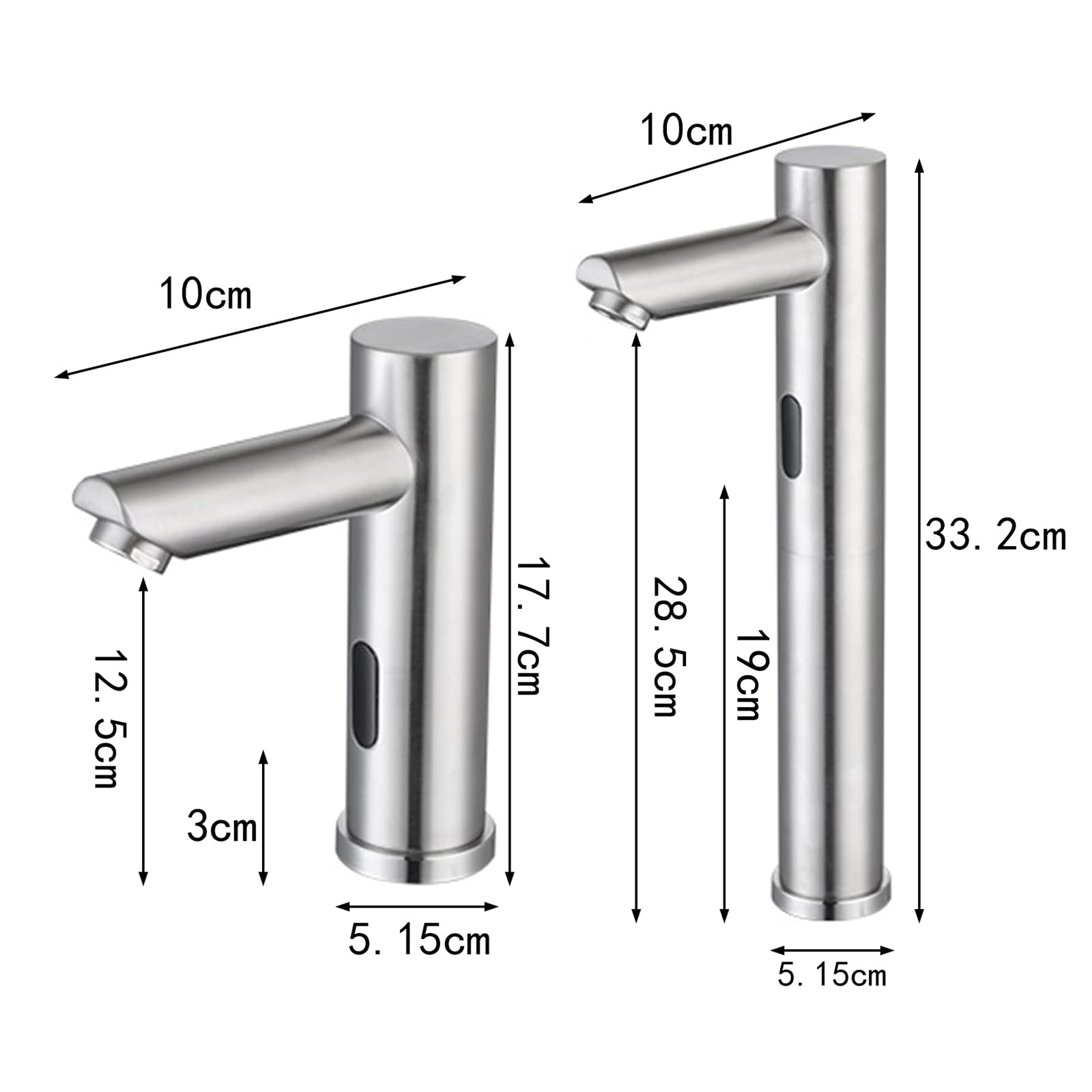 XJTNLB Wasserhahn Bad mit Sensor Batterie Waschtischarmatur Sensor Armatur Automatischer Wasserhahn Warm und Kaltwasser Gebürstetes Gold,Niedrig