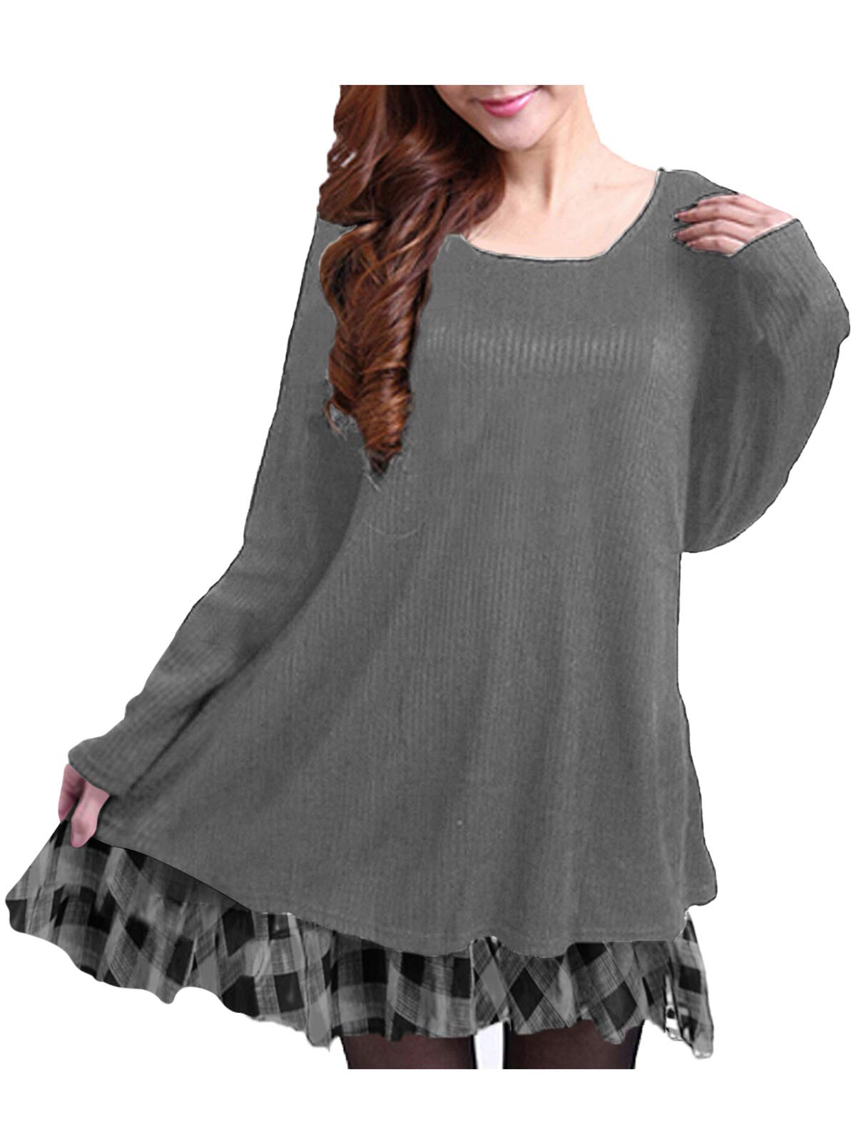 ZANZEA Women Jumper Knit Sweater Jumper Dress Long Tops Lace Hem Long Sleeve Tops Pullover Evening Party Bow Dress