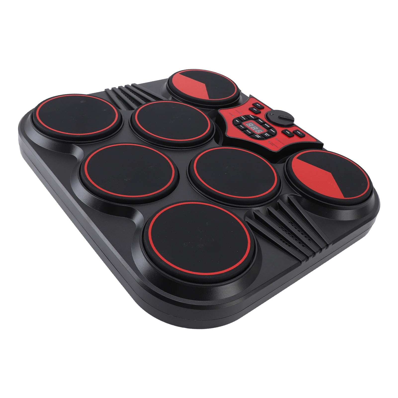 Batería electrónica de 7 pads, multisonidos, ritmos, recargable por USB, almohadilla de práctica de sobremesa con cable de sonido, pedal para principiantes y profesionales,