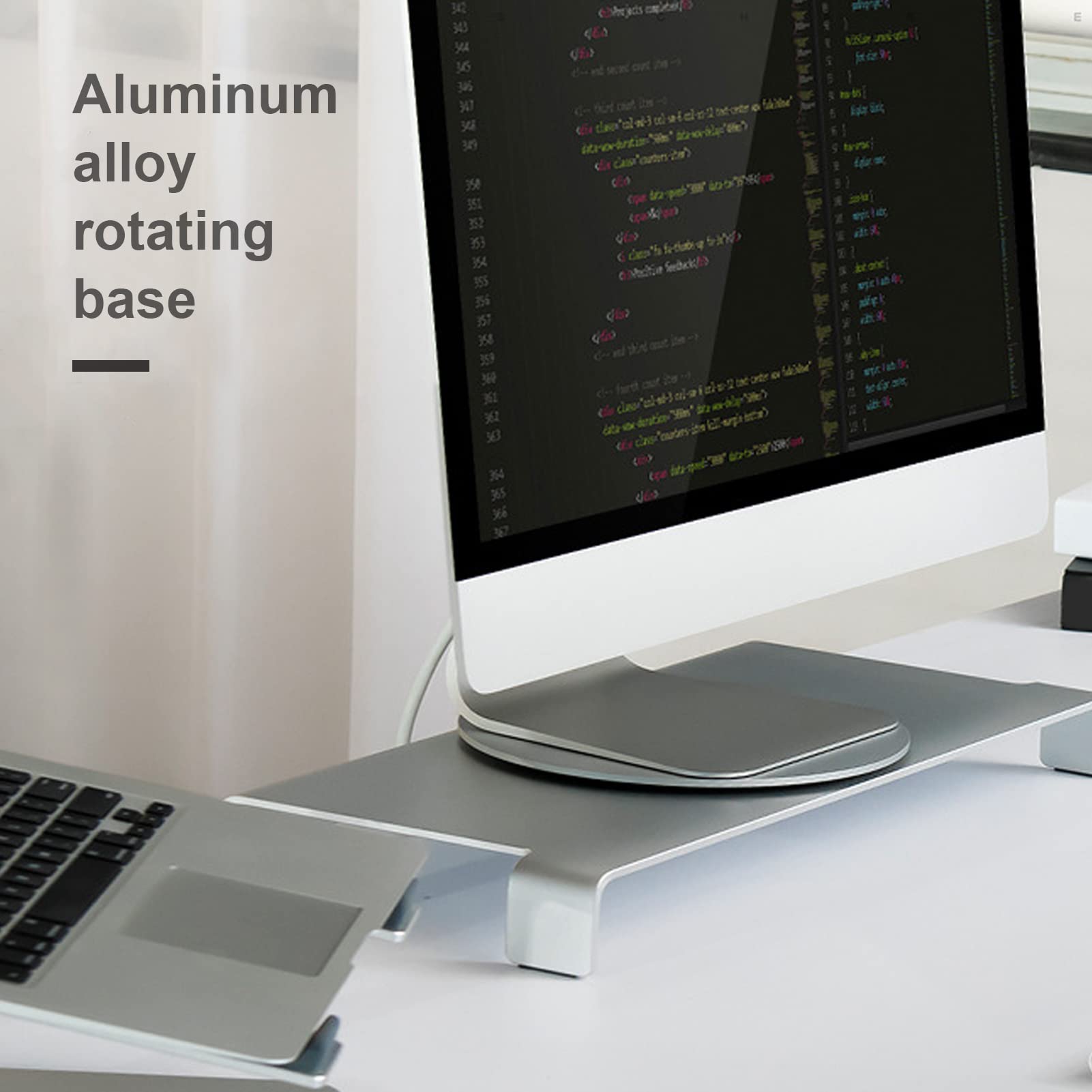 Obrotowa Podstawa Monitora Komputerowego o 360 Stopni Przenośny Silikonowy, Antypoślizgowy Stojak na Tablet, Stop Aluminium, do Monitorów Komputerowych, Tabletów, Telefonów Komórkowych