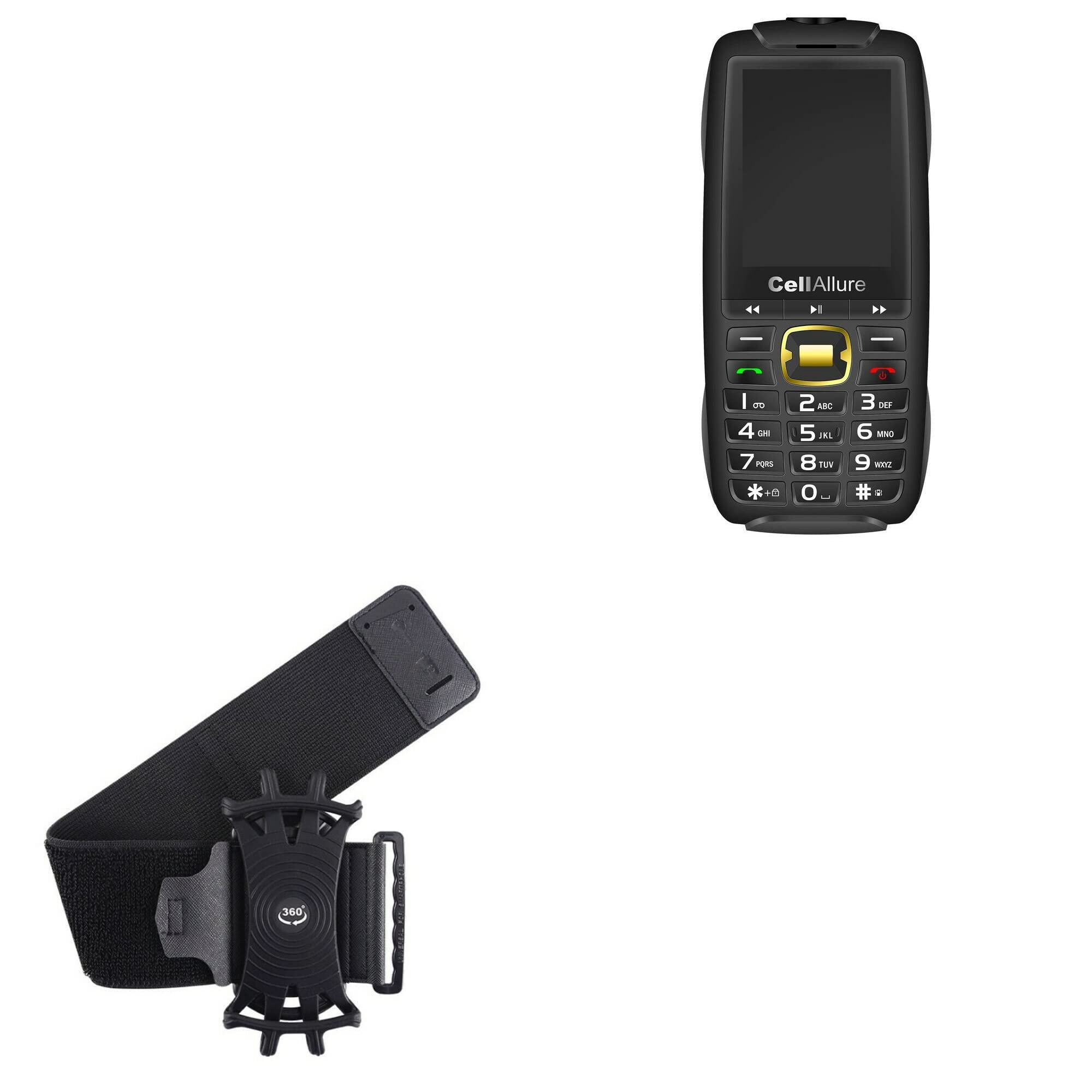 BoxWave Holster Compatible with CellAllure Survivor - ActiveStretch Sport Armband, Adjustable Armband for Workout and Running - Jet Black