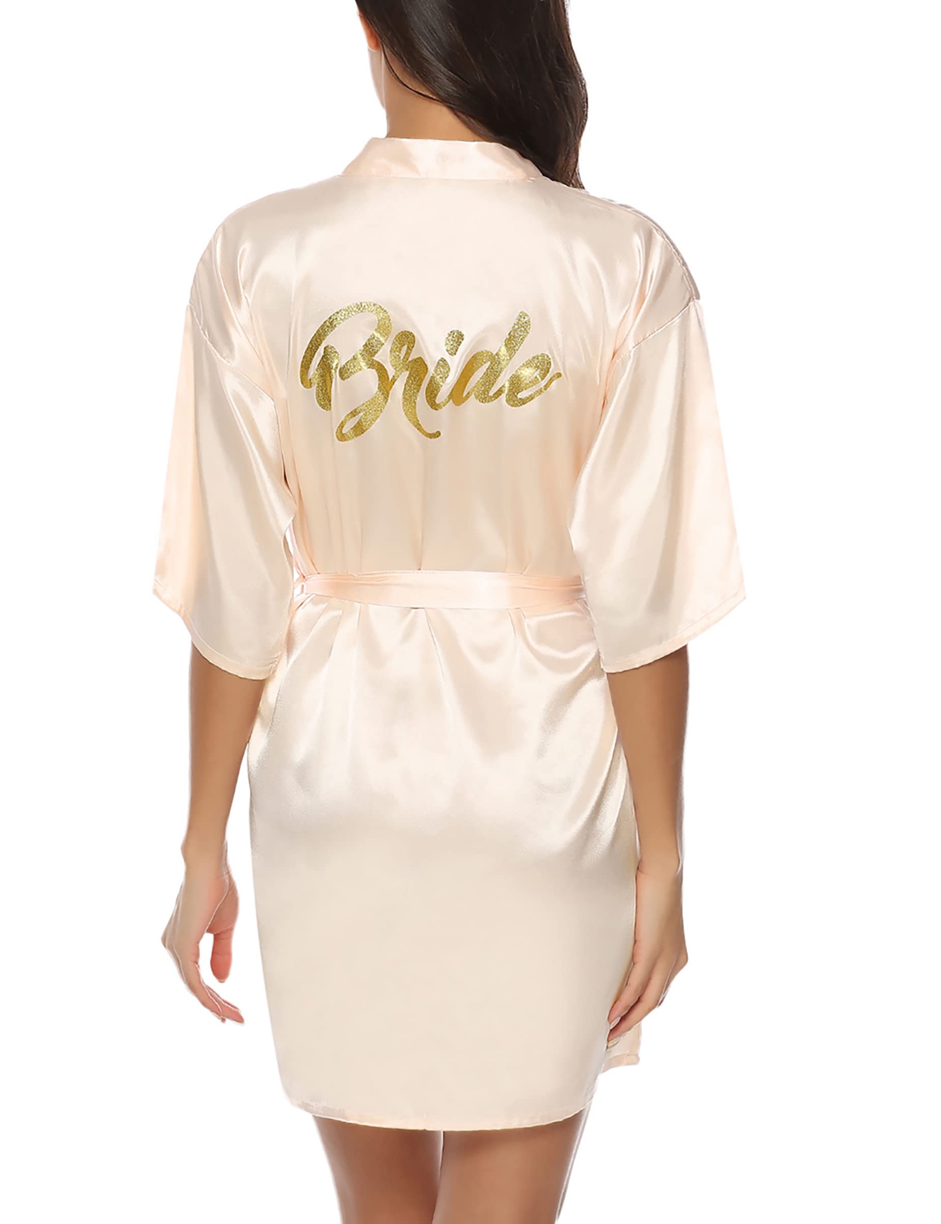 Migcaput Kimono Bata para Satin Mujer Sexy Bata dama de Honor Verano Corto Bata Novia Albornoces para Mujer