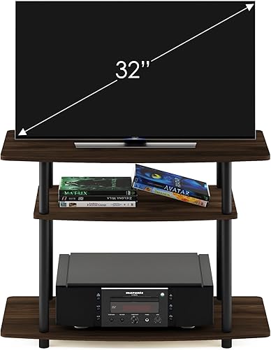 Miniatura 71 de Furinno Tools - Mesa de 3 niveles para TV., Madera, Roble francés gris/negro. Roble francés gris/negro.,Marron oscuro,Espresso / negro,Ámbar