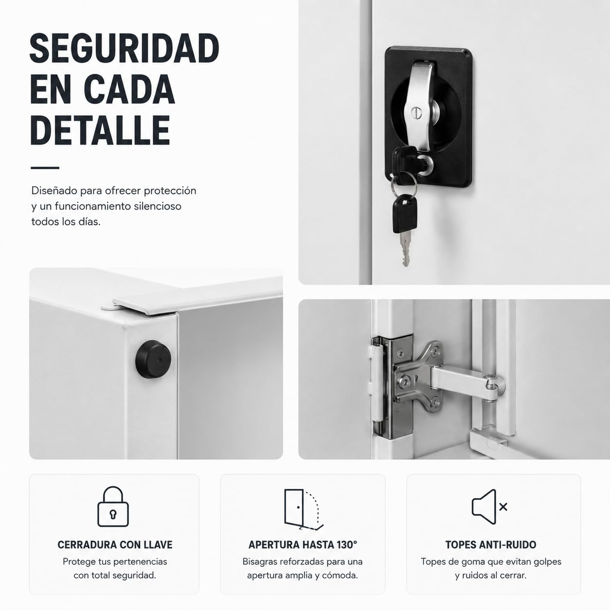 Armario Metálico Gris con Cerradura – Armario de Almacenamiento Multiusos con Puertas Dobles, Gran Capacidad y Diseño Resistente para Oficina, Hogar y Archivo (Gris, con Barra)
