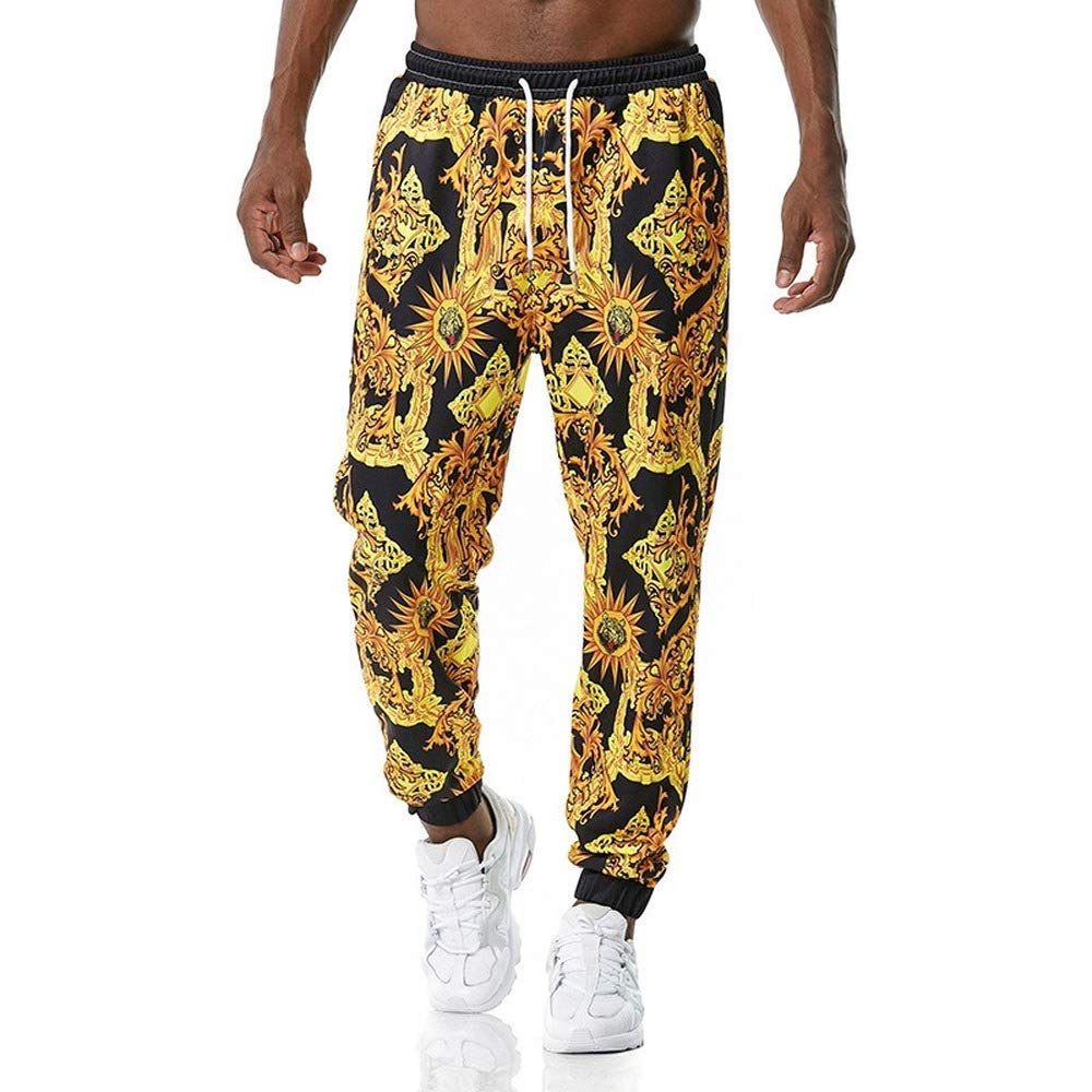 LAYAN-B Men 3D Graphic Joggers with Drawstring Pockets Training Sweatpant Casual Pants