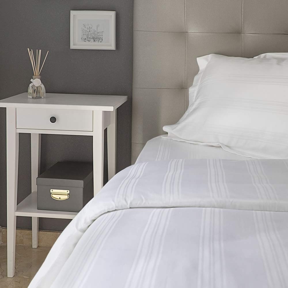 Drap plat 100% coton Heathcote blanc 300 tc lit double de qualité supérieure