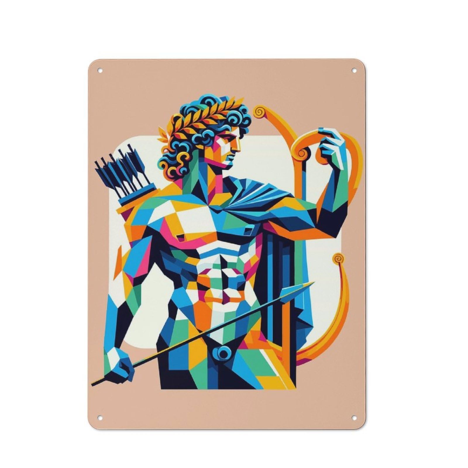 Junmoney Apollo God Of Oracles Wpap Rustic Metal Wall Sign 40X30cm For Kitchen Or Home Bar, Suited To Home Bar Enthusiasts