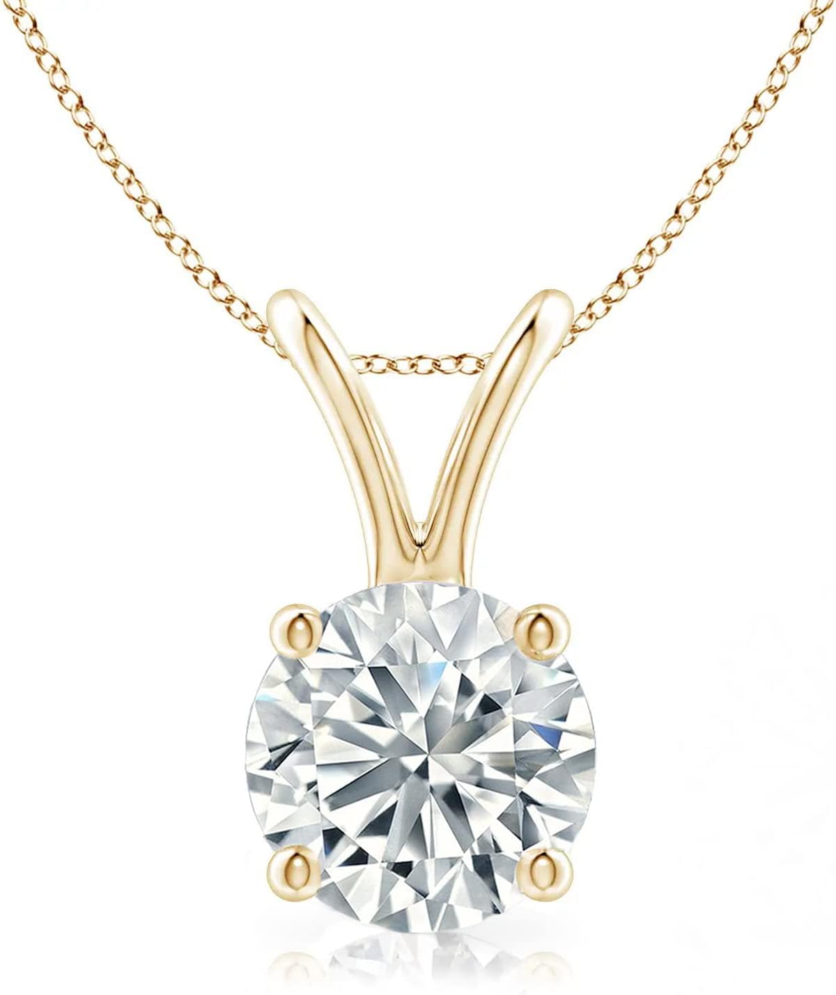 - 25-1.00 Carat Round Brilliant Solitaire IGI Certifed Lab-Grown Diamond Solitaire Pendant Necklace | 14k Yellow or White or Rose/Pink Gold With 18" Gold Chain