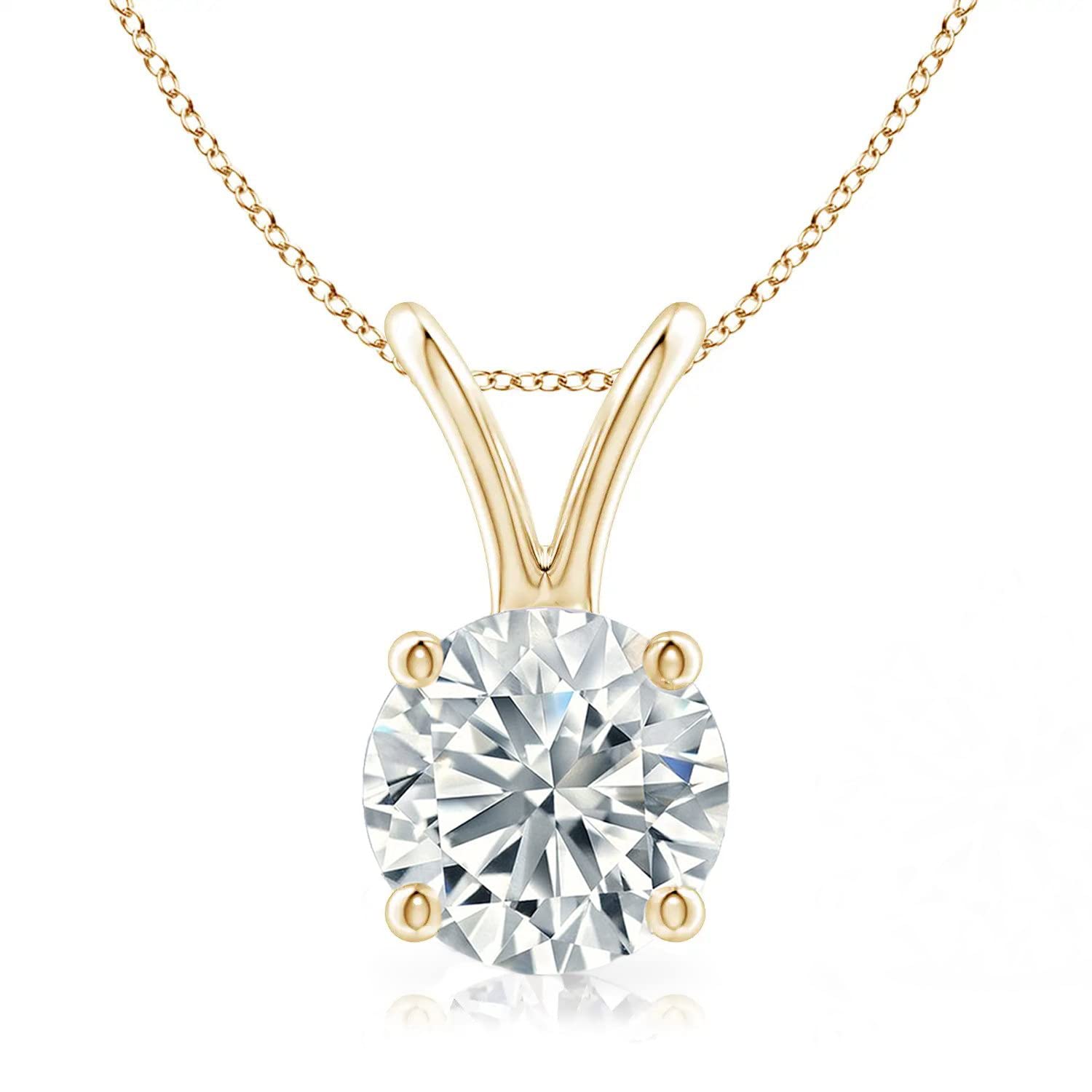 The Diamond Deal .25-1.00 Carat Round Brilliant Solitaire IGI Certifed Lab-Grown Diamond Solitaire Pendant Necklace | 14k Yellow or White or Rose/Pink Gold With 18" Gold Chain