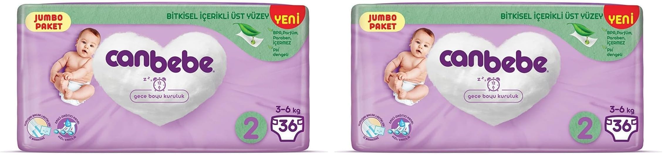 Canbebe Baby Diapers Bebek Bezi, PFXF 4 Star Mini 36 (2 paketi)