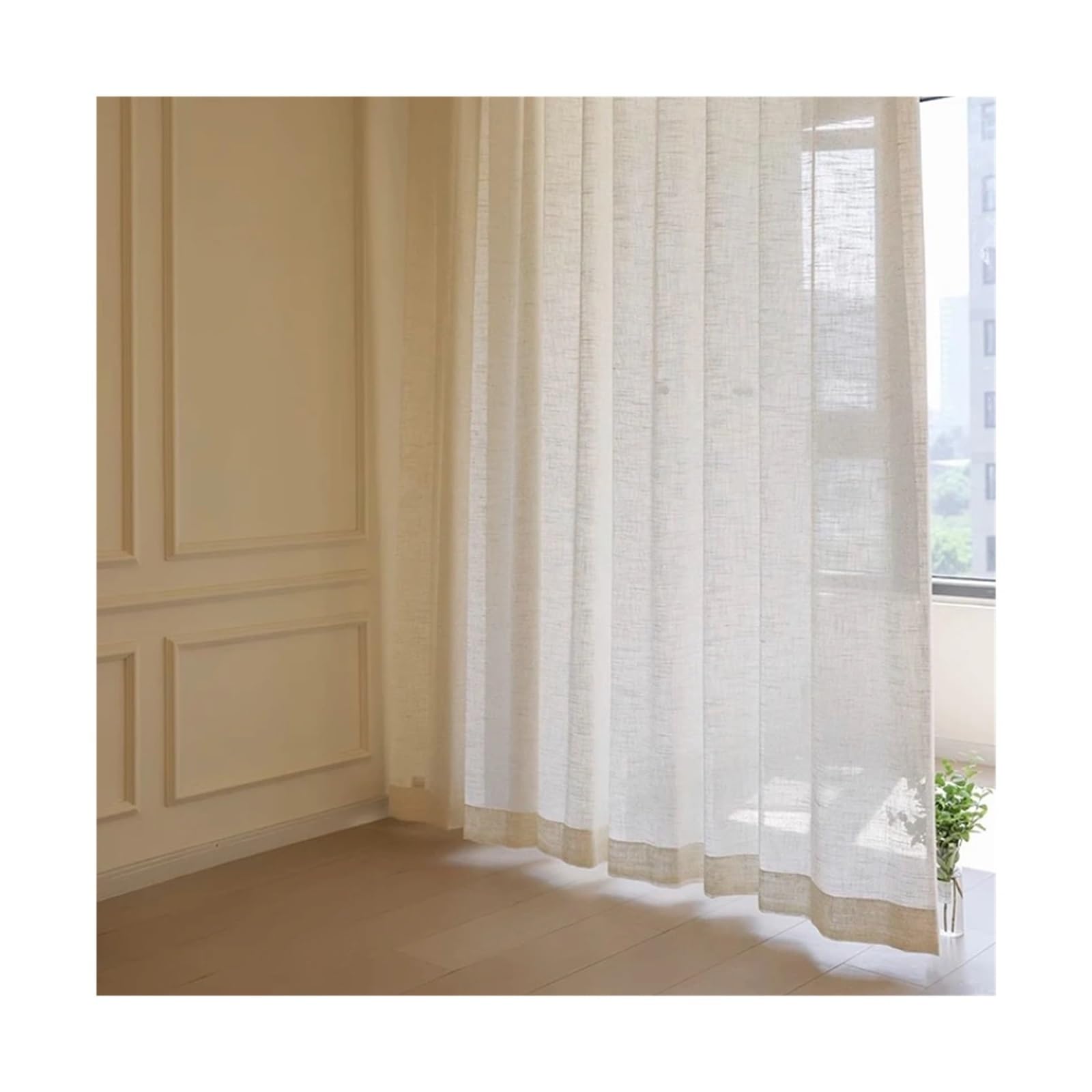 SHBHWS Modern Thick Linen Tulle Window Simple Sheer Curtains For Living Dining Room Bedroom Decor Transparent for Living Room(HOOK_1 PC W132 X H213CM)