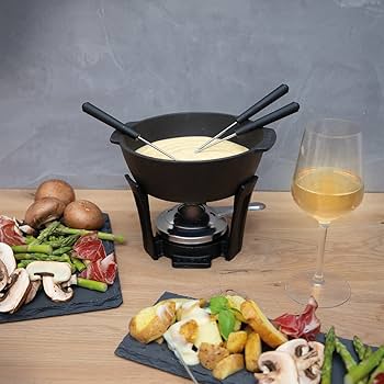 Set Fondue Boska - Caquelon Céramique Micro-ondable - Pour 4 Personnes - Fromage Ou Chocolat - Fourchettes Incluses