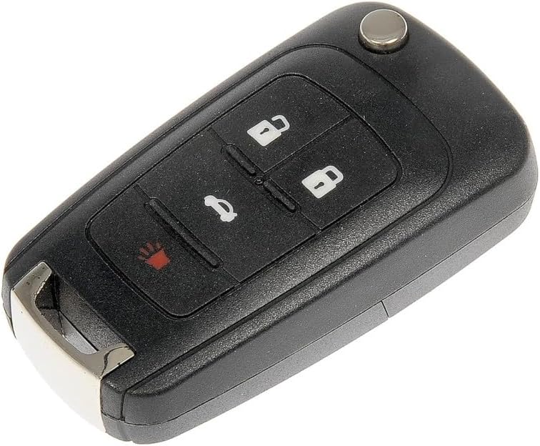 KarParts360 for Chevy Malibu 2013 2014 2015 Keyless Remote Case Repair | Plastic/Metal/Rubber Material | Black | Lock/Unlock/Trunk/Panic Button Functions | 4 Buttons | Replacement for 23335583