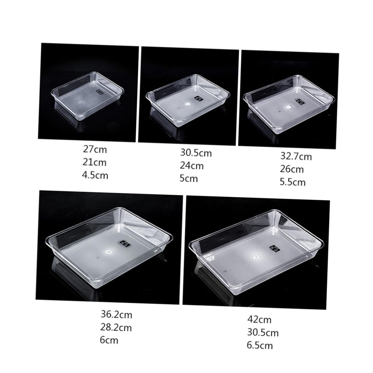 HOLIDYOYO Sturdy Safe for Food Acrylic Rectangular Trays Lid Plastics Serving Trays 27x21x5cm for Easy Handling