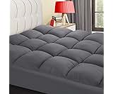 COONP King Mattress Topper, Extra Thick Mattress Pad Cover, Cooling Pillowtop with 8-21 Inch Deep Pocket 3D Snow Down Alternative Fill(King, Grey)