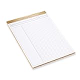 Levenger Freeleaf Luxe Annotation Ruled Writing Pads Lined Gilded Notepad, Compatible with Cornell Note-Taking System, Pack of 5, Gold, Letter