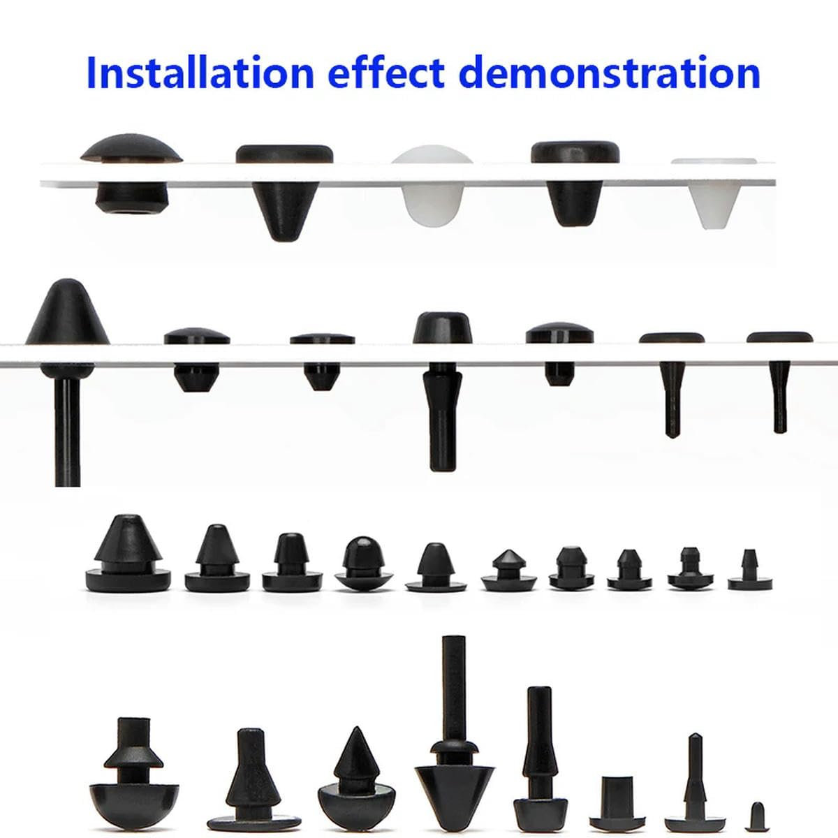 tapón de goma tapones de silicona en forma de T, Tapón de silicona for orificios, tapón de goma, tapón en T cónico, negro, 50 unidades(Black 50 Pcs,FC-463)