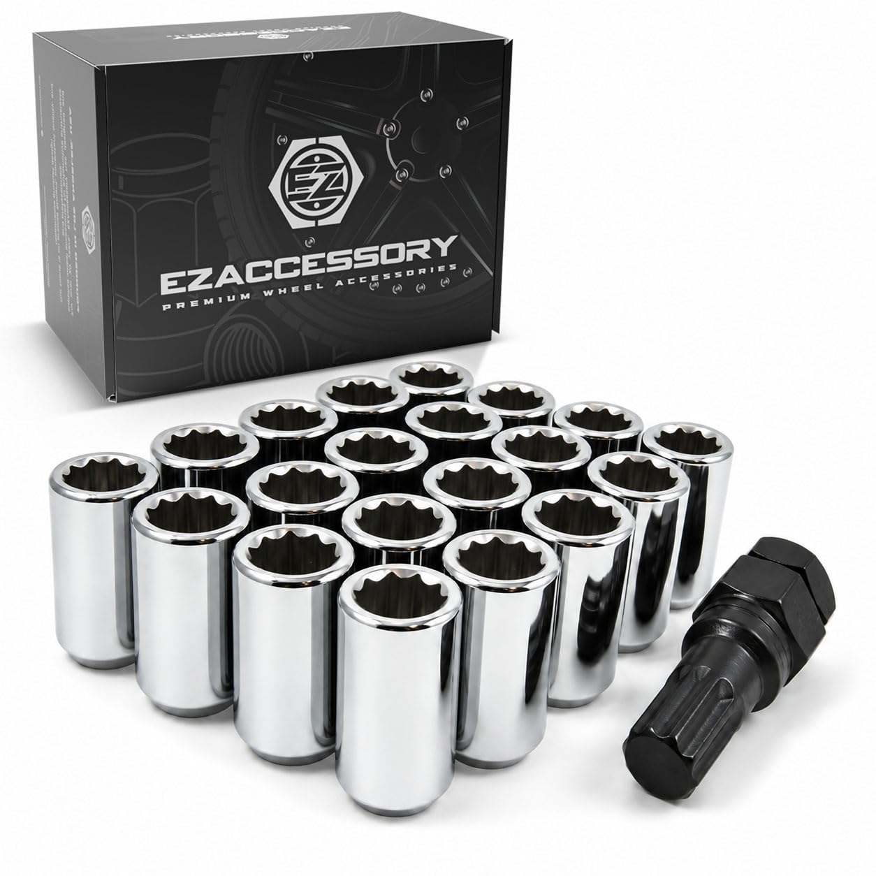 Amazon.com: Chrome Tuner Acorn 12x1.25 Lug Nut Kit 24 Pc Set with Key