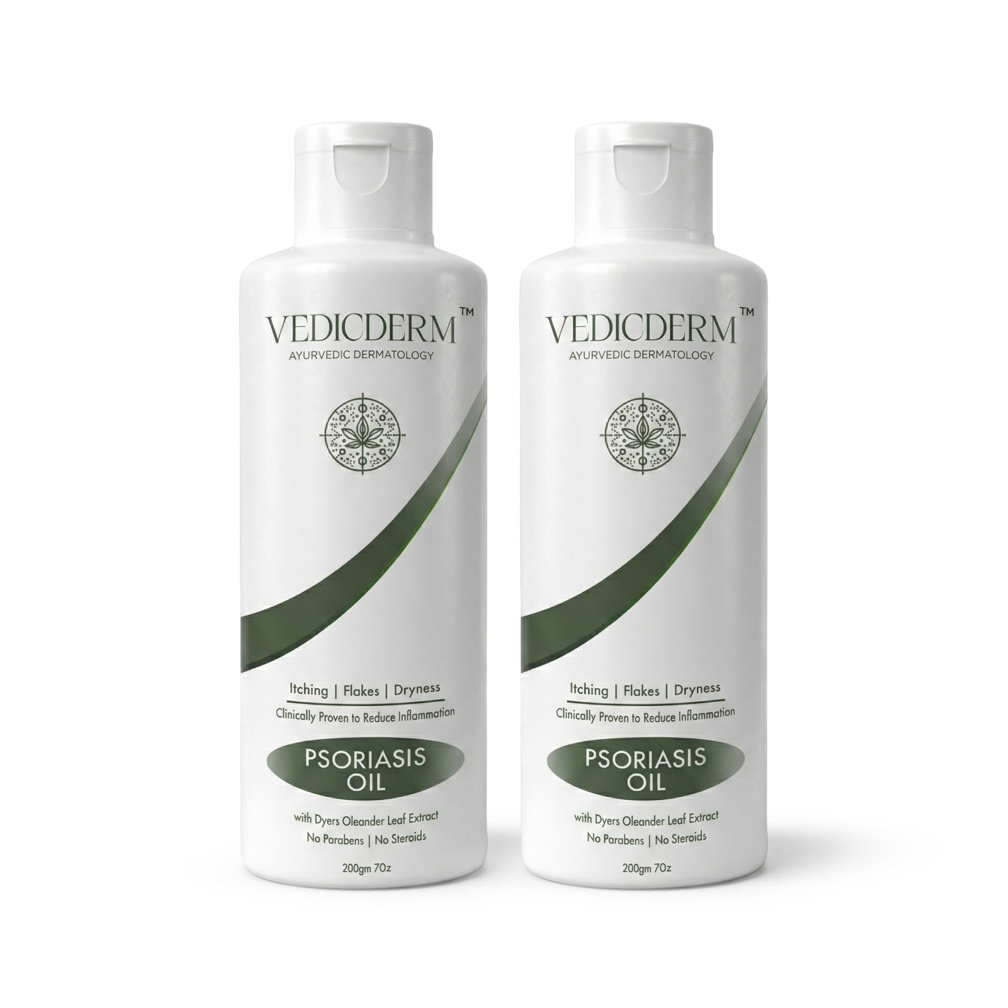 VEDICDERM Natural Psoriasis Oil | 2-in-1 Skin + Scalp Relief for Skin Care Oil, Steroid-Free Formula for Dry, Itchy, and Flaky Skin Helps Soothe Irritation, Helps Reduce Redness & Irritation, Promote Hydration, Suitable for Daily Use (200ml, Pack of 2)