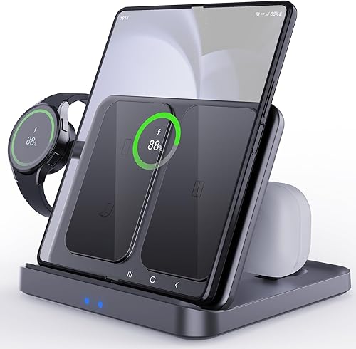 MOSHOU Estación de carga inalámbrica para Samsung Z Flip, soporte de carga inalámbrica rápida plegable para Galaxy Z Flip 543, Z Fold 543,23 Ultra