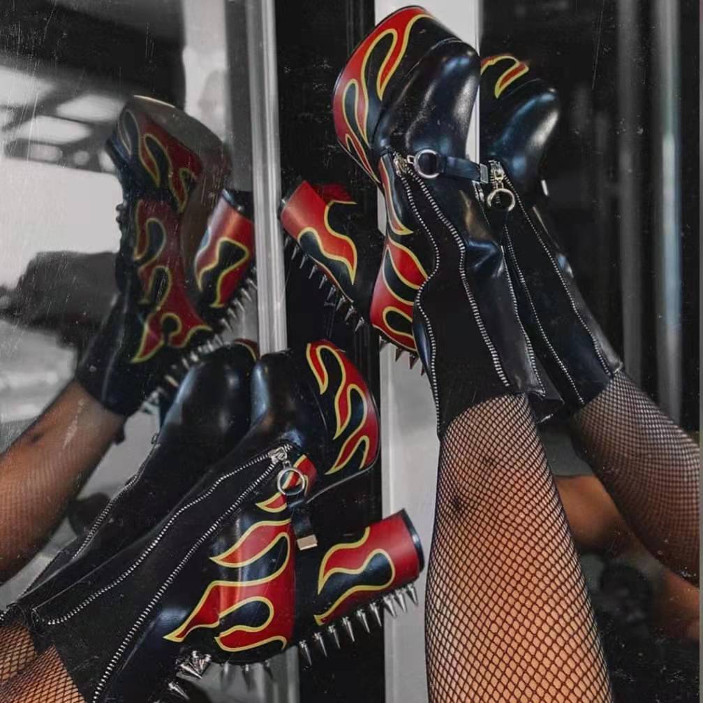 Amazon.com | DETOGNI Women's Elastic band High Heels Rivets Ankle