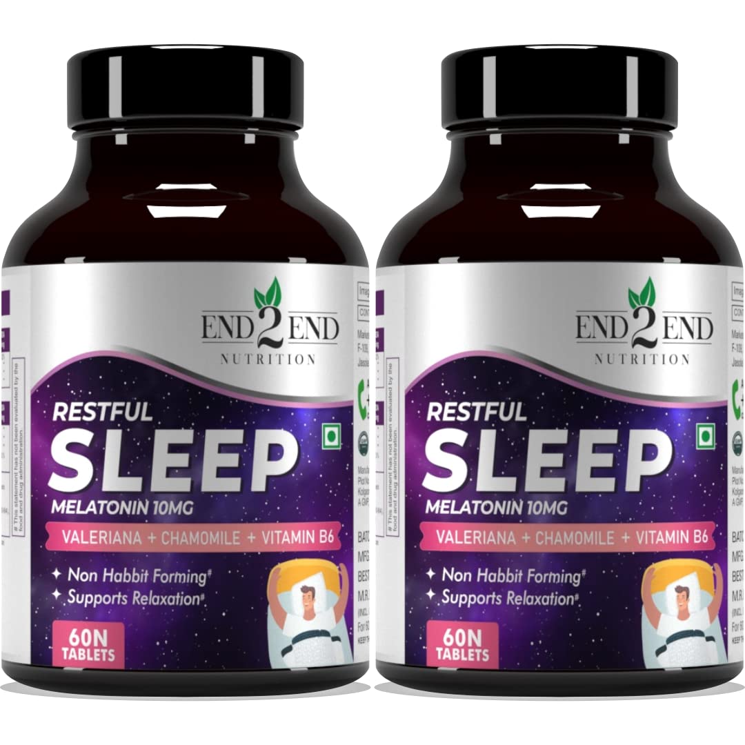 End2End Nutrition Restful Sleep with Melatonin 10mg and Tagar 250mg | Sleeping aid pills for Deep and Strong Sleep for Men and Women | Non-Habit Forming & Non-Addictive – 120 Tablets (B0BJ77J6W8) Amazon Price History, Amazon Price Tracker