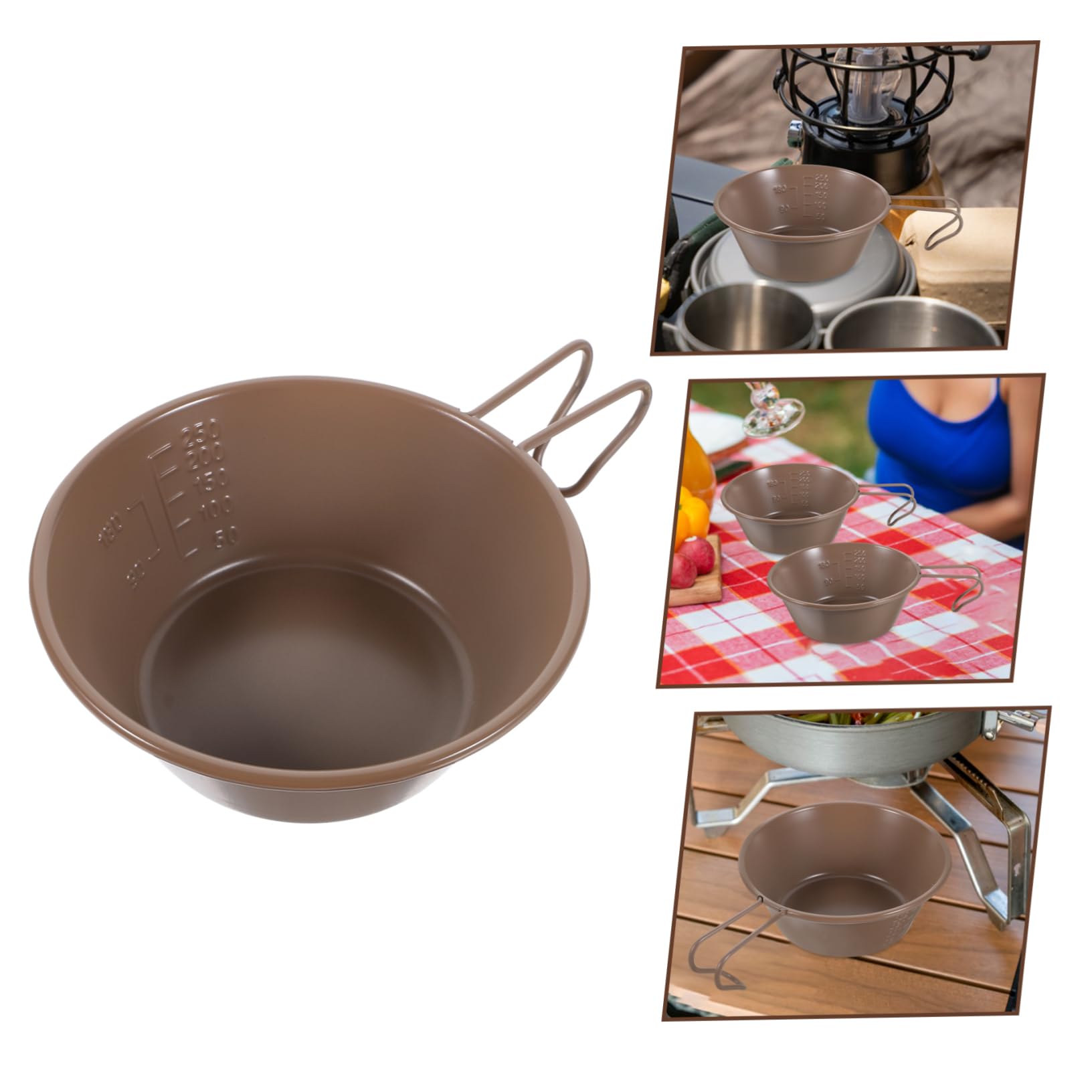 Levemolo Stainless Steel Salad Bowl Camping Bowl with Handle for Soup Tea and Picnic