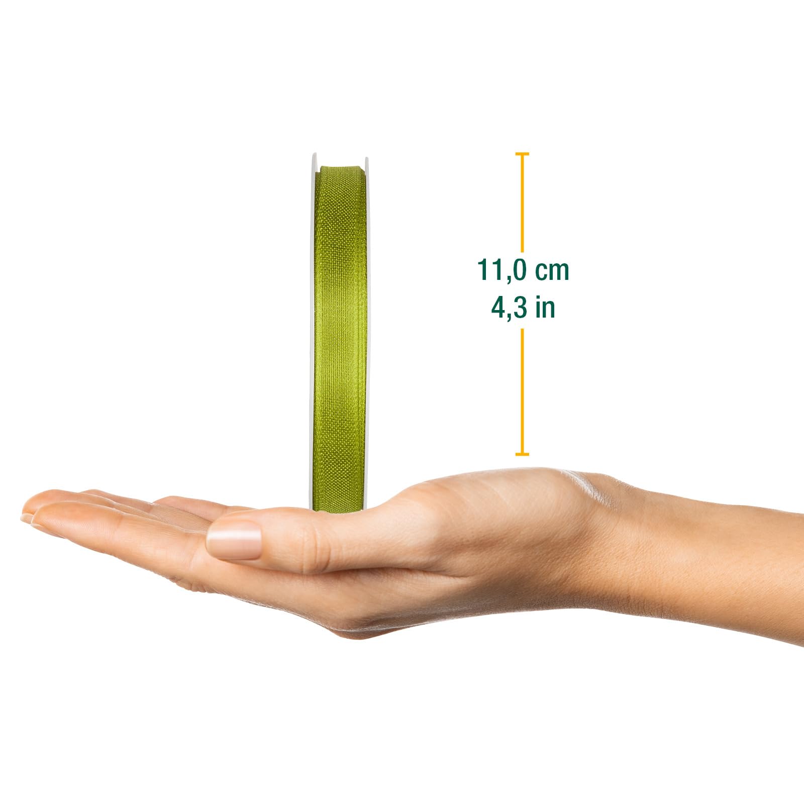 Halbach Seidenbänder Gift Ribbon Width 10 mm Length 25 m Ribbon Made in Germany Gift Ribbons in a Variety of Colours and Widths Perfect for Packaging and Decorating Colour: Green - Image 2
