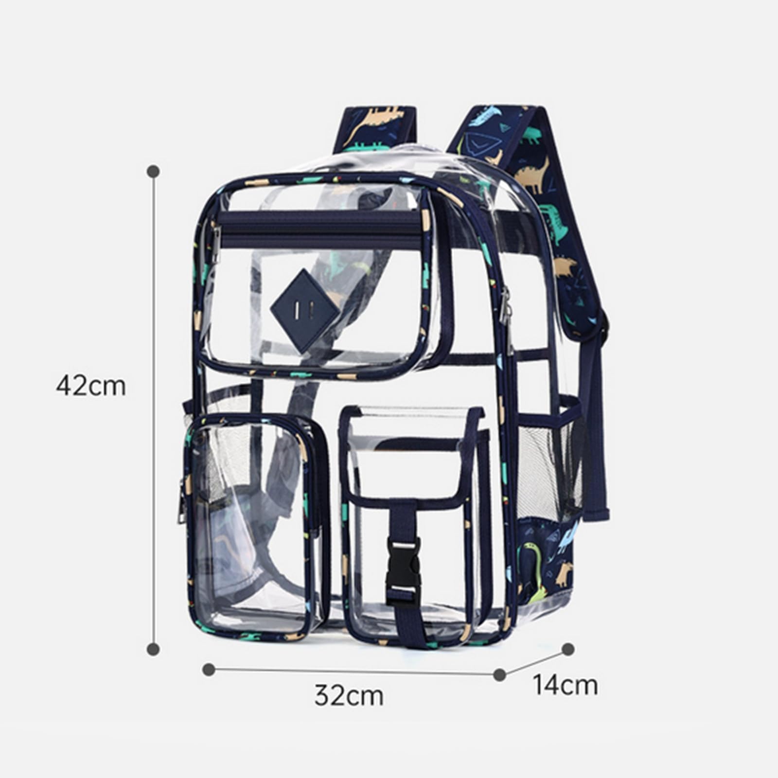 Generisch Zaino trasparente per bambini di grande capacità per la scuola, durevole, grande capacità, design trasparente, robusto e durevole, ideale per l'uso quotidiano scolastico, Azzurro, Taglia
