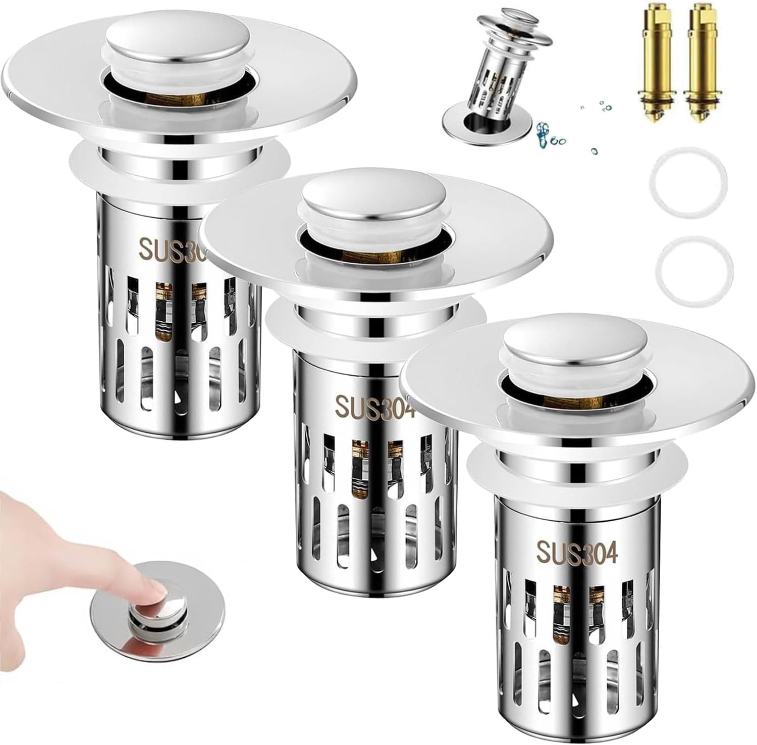 compositiont.com Sink Plug，compositiont Sink Stopper, Universal Sink Drain Stopper，2025 New pop up Sink stoppers for Bathroom Sink Hair Catcher,Floor Drain Filter (2PCS)