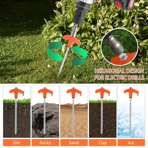 10 Stück Drehbare Zeltheringe mit Gewinde,Heringe Erdnägel Stabil für Camping und Outdoor,Zelt Zubehör Camping Heringe Schrauben,schraubheringe für harten Boden,Wald, Wiesen, Gras, Robust & Stark – Bild 6