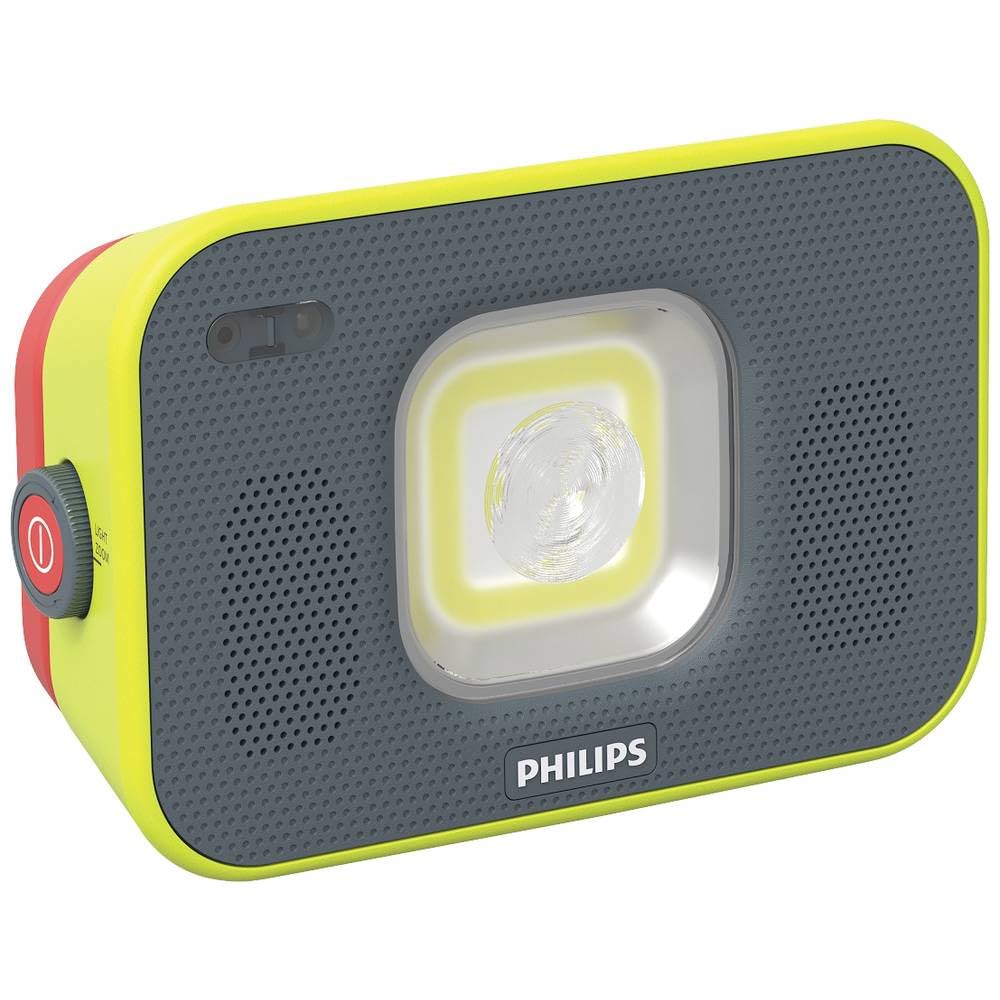 Philips lámpara de Trabajo LED Xperion 6000 Flood Audio, proyector LED Recargable con Zoom y luz Regulable, Altavoces Bluetooth, 1000 LM, detección de Movimiento