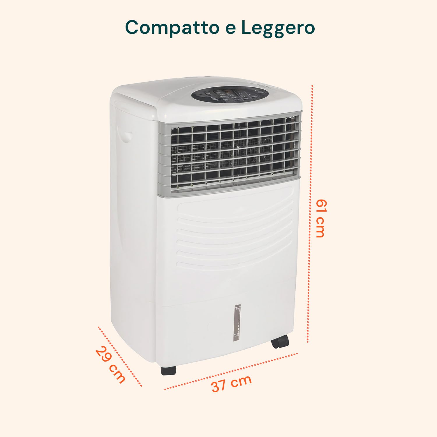 Wintem Raffrescatore d'Aria 3 in 1 con Serbatoio da 11L, Umidificatore e Purificatore, Timer 7,5h e Funzione Swing, Ideale per Ambienti Interni, Facile da Usare e Trasportare, Basso Consumo Energetico