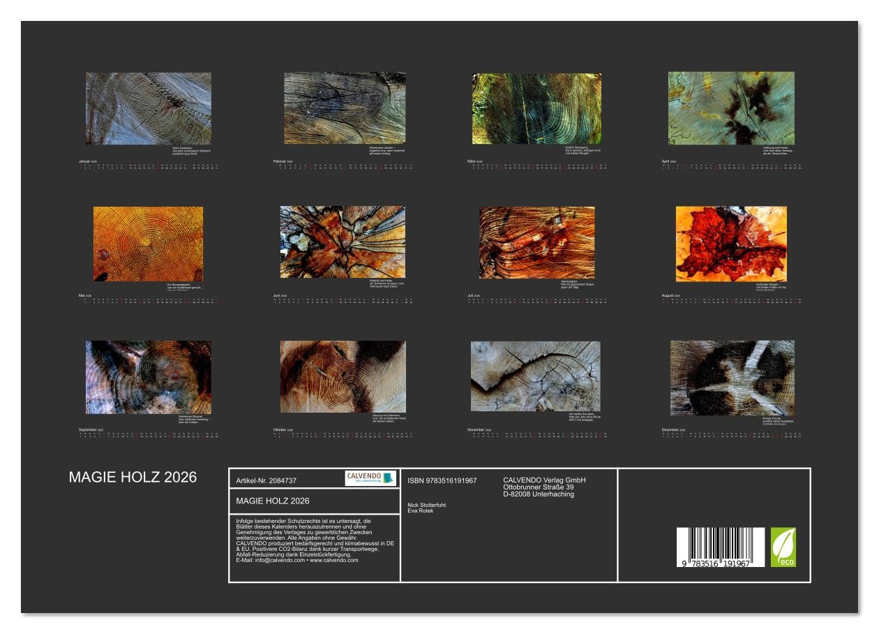 MAGIE HOLZ 2026 (hochwertiger Premium Wandkalender 2026 DIN A2 quer), Kunstdruck in Hochglanz: Holzfotografien mit Haikus (CALVENDO Natur)