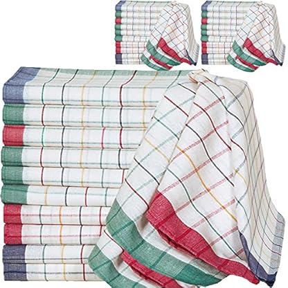 DEUBA® 30er Set Geschirrtücher Saugstark 50x70cm Baumwolle 60 Grad waschbar Küche Küchentücher Geschirrhandtücher kariert