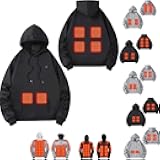 Heated Jacket 6-29 Zones Heated Sweatshirts for Men Winter Warm Loose Thermal Pullover Sweatshirt Not Included Battery