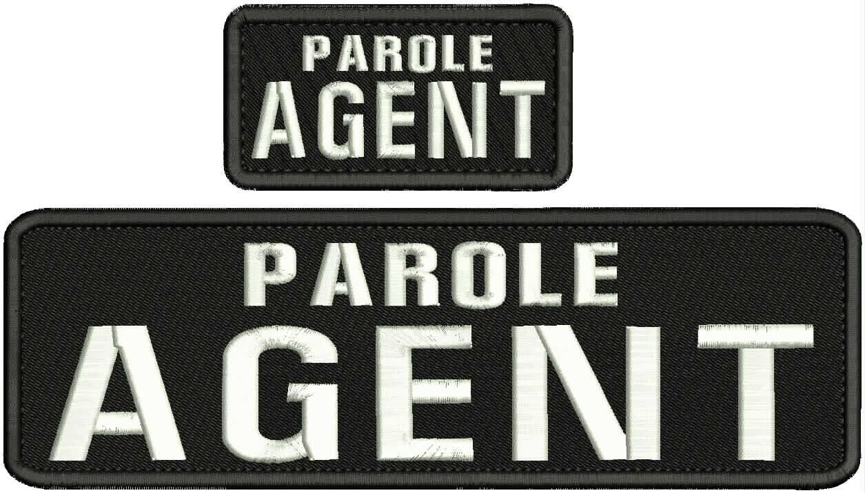 Special Patches for Velcro Patches for Uniform for Parole Agent Embroidery Patch 3x10 and 2x4 Hook White on Black Model-Q-X988-1207