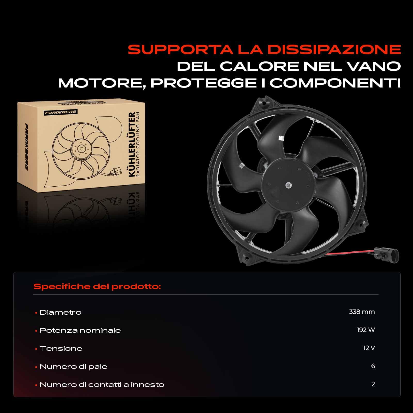 Frankberg Ventola di raffreddamento del motore ventola del radiatore