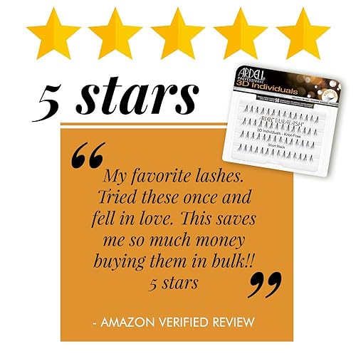 Miniatura 8 de Ardell Pestañas postizas 3D individuales, color negro medio, racimos de pestañas de aspecto natural, extensiones de pestañas, paquete de 4