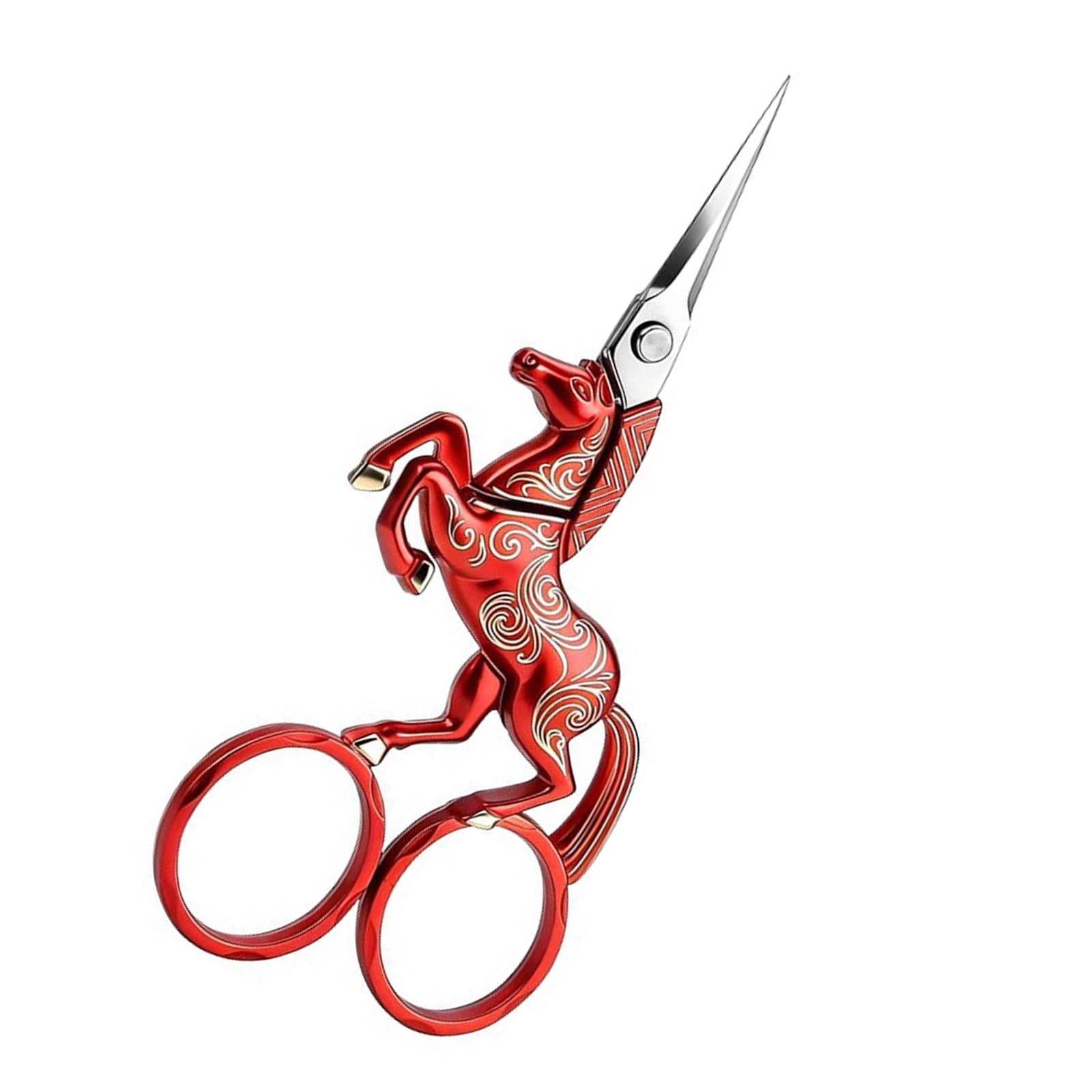 Msioytog Red Antique Embroidery Scissors Rustproof Stainless Steel Scissors Small Sewing Shears Sewing