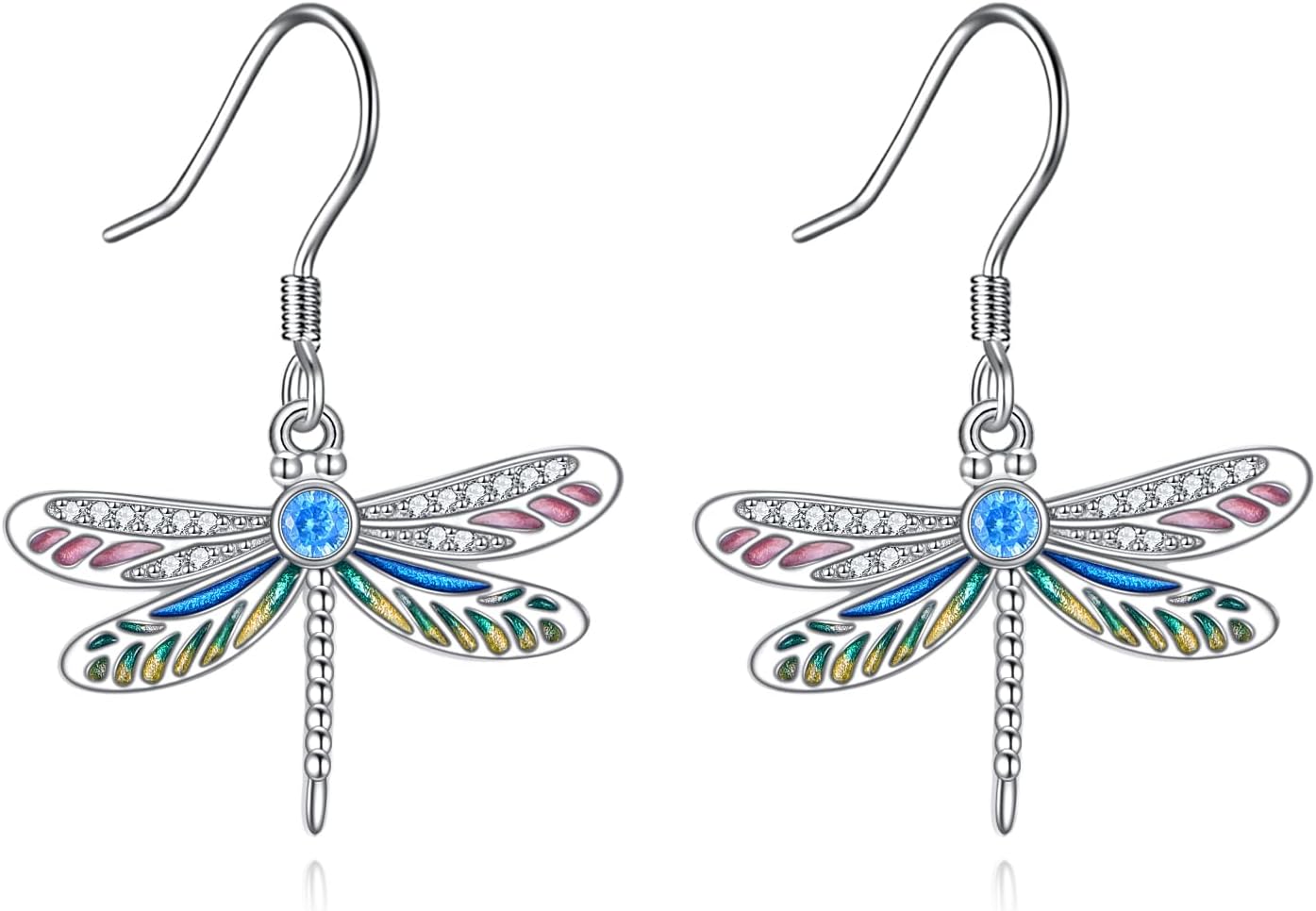 Dragonfly Drop Earrings for Women 925 Sterling Silver Dangle Earrings with Cubic Zirconia Fashion Jewelry Gift