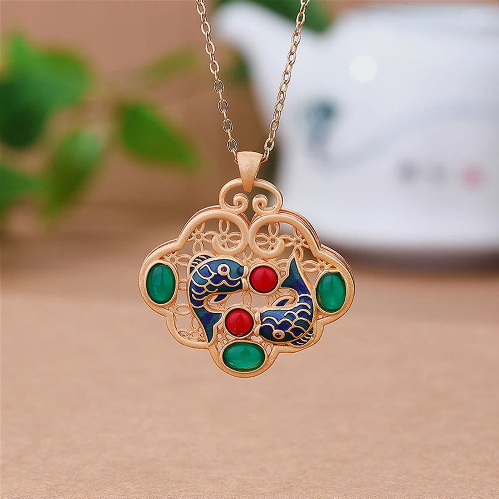 Pendentif Ancien En émail - Bijou Vintage émaillé - Occasion En Bon état