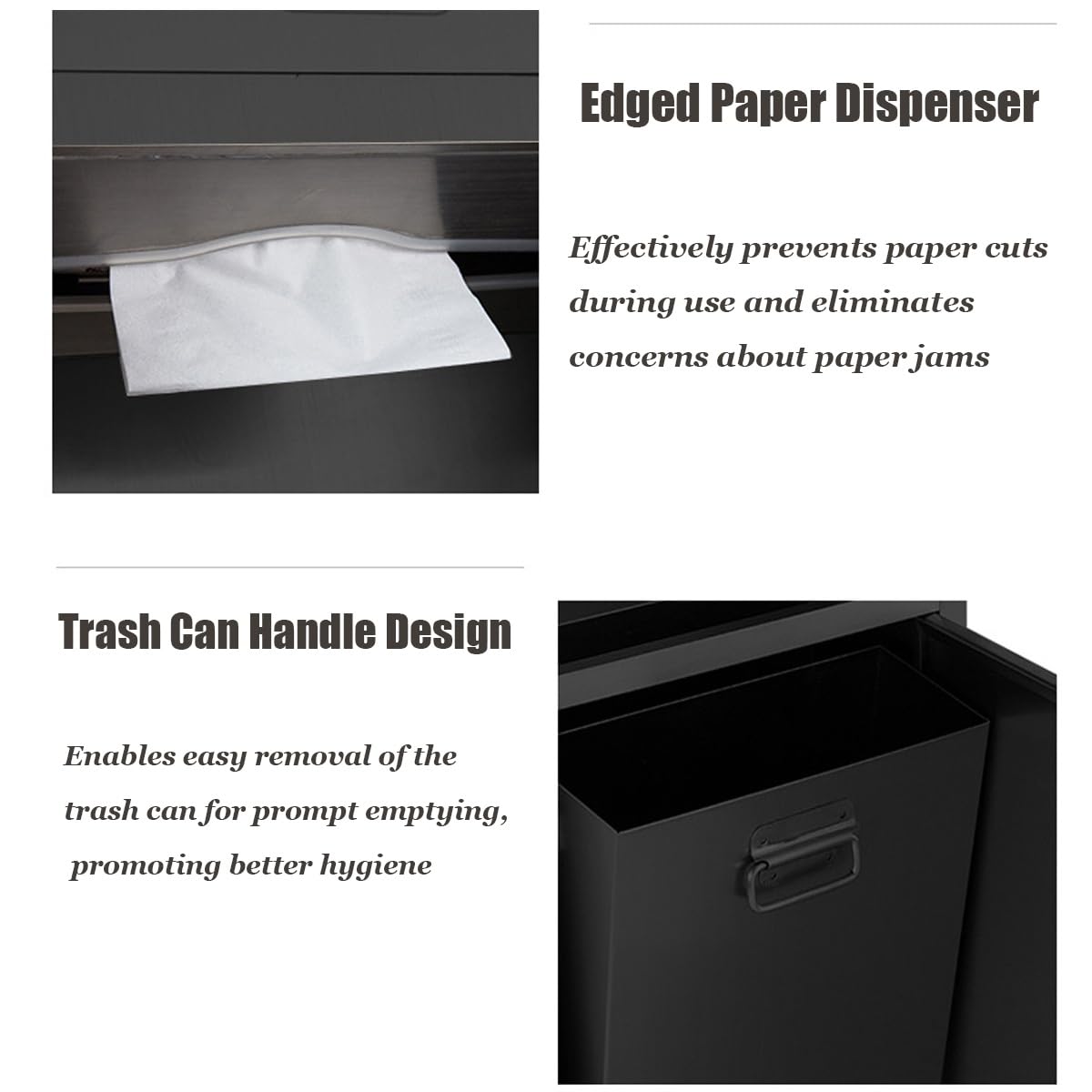 Dispenser di asciugamani di carta da incasso con bidone della spazzatura, in acciaio inox, per cucina, ristoranti, uffici e uso domestico