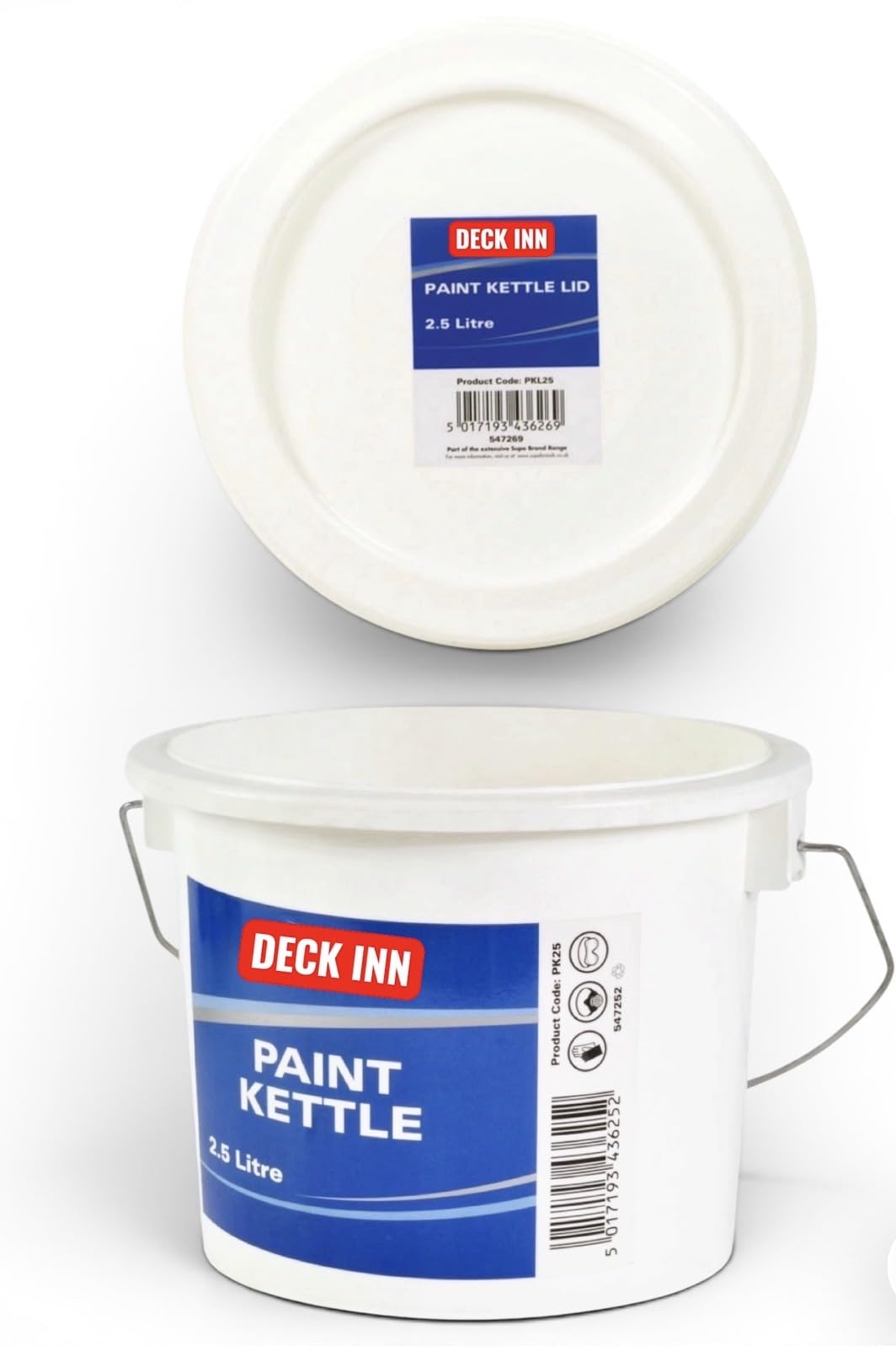 DECK INN Plastic 2.5L Paint SupaDec Branded Kettle with Non-Drip Lid and Metal Handle (bucket with Lid)