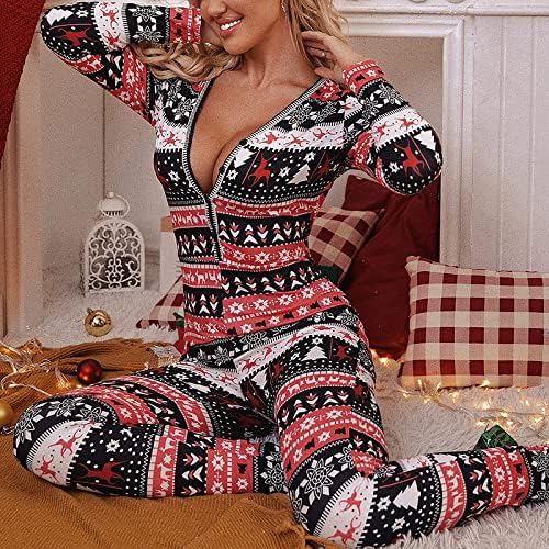 Springcmy Women Valentine's Deep V-Neck Jumpsuit Long Sleeve One Piece Bodycon Romper Pajamas Sleepwear Bodysuit Loungewear - Image 5