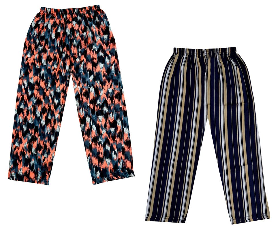 Image of IndiWeaves Girls Crepe Printed Regular Fit Capri 3 /4th Pants (Pack of 2) Dark Blue::Grey