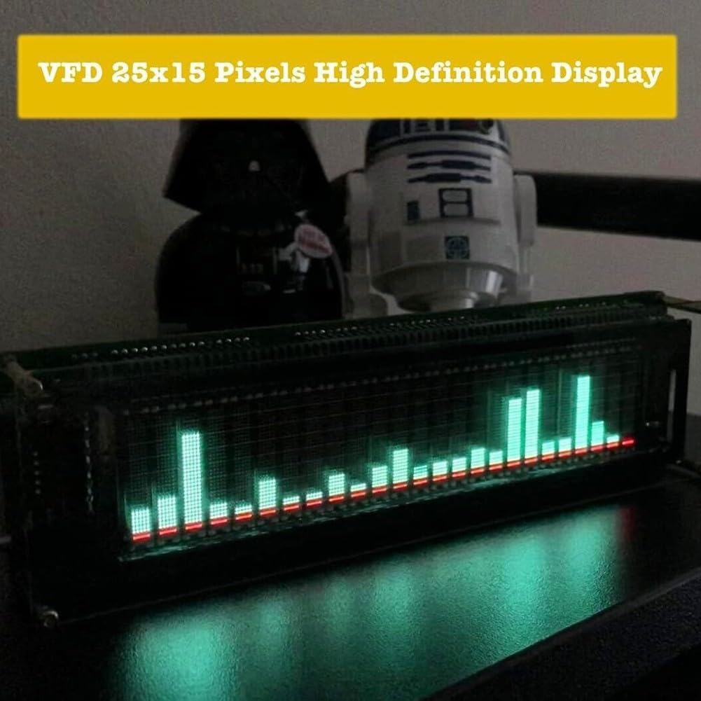 Analizador de espectro de audio Ak2515 VFD con pantalla de 25 x 15, rango de frecuencia de 32 Hz-16 kHz, algoritmo AGC, función de reloj, ganancia ajustable, filtración de ruido, fuente de